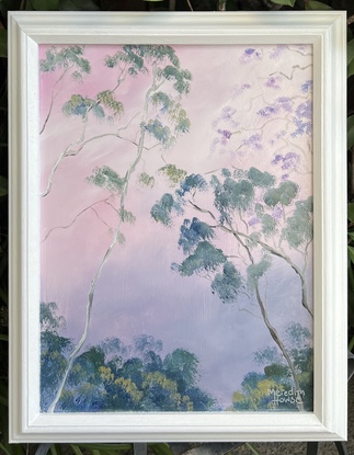 Gum trees with white frame