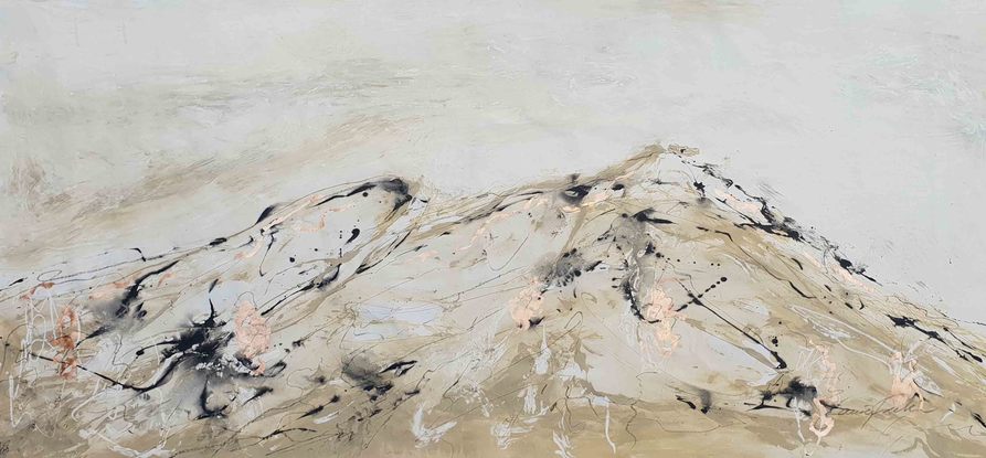 An abstract of mountains in earth colours of brown, cream, beige and copper