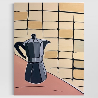 Percolator on a light brown background 