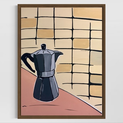 Percolator on a light brown background 