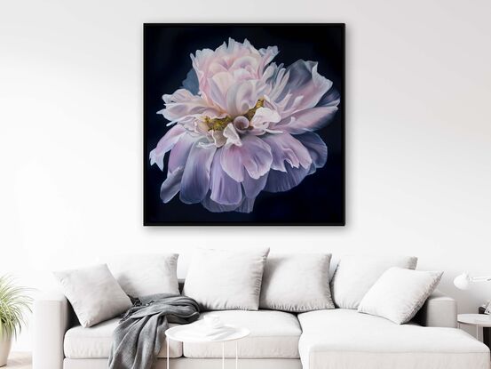 Eternity  is an original still life oil painting of a luminous peonie by Nicole Reed 