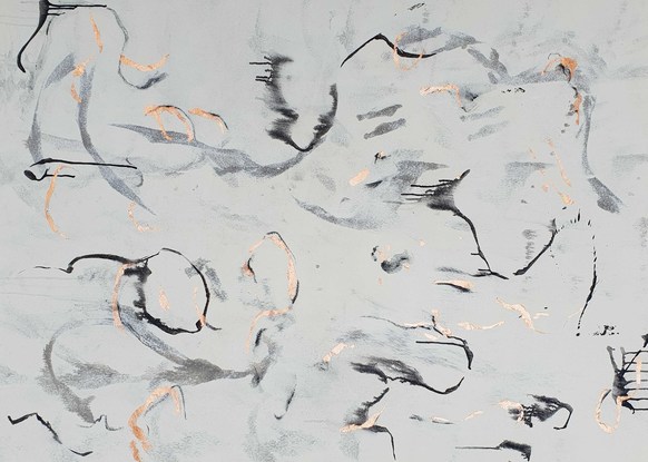 a large abstract landscape of sea sand in shades of beige, silver, gunmetal, silver leaf, pearl and white inspired by wild grass and sand dunes australian native and indigenous plants