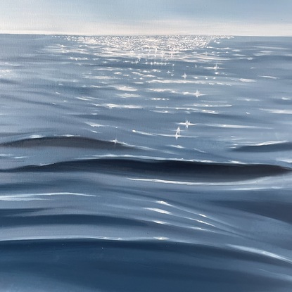 Ocean surface under a blue sky