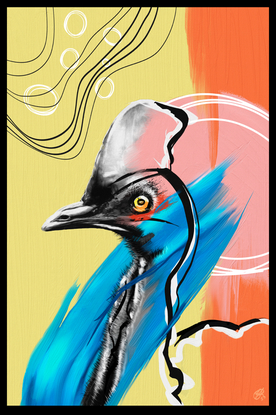 Cassowary with the aboriginal flag in his eye and the southern cross in my style. 