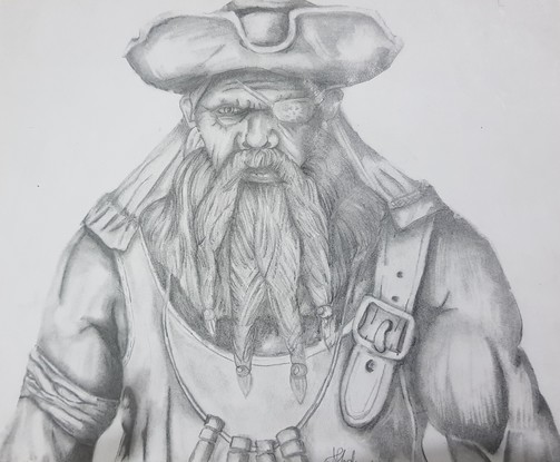 inspired pirate illustration on paper