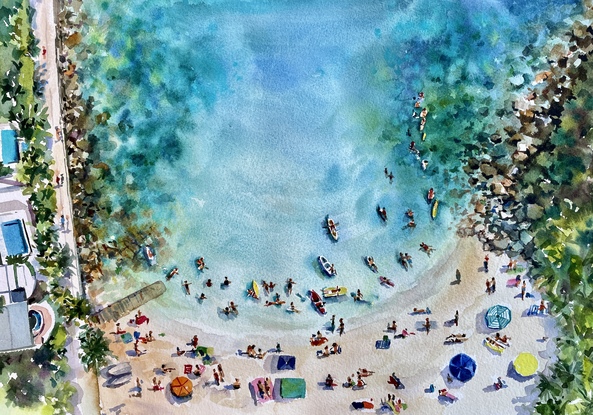 Aerial View of Shelly Beach, Manly, beach scene