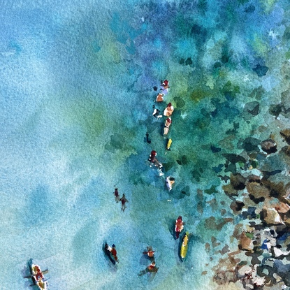 Aerial View of Shelly Beach, Manly, beach scene