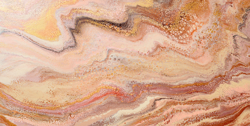 ABSTRACT painting that gives the impression of land form in outback Australia and along the coastline.  The intricate mosaic pattern within the tonal hues . An inlay of  glimmering metallics adds added interest and intrigue the close one gets to the painting. The metallics also add an extra depth because how the painting changes personality when one views from different angles and different light.