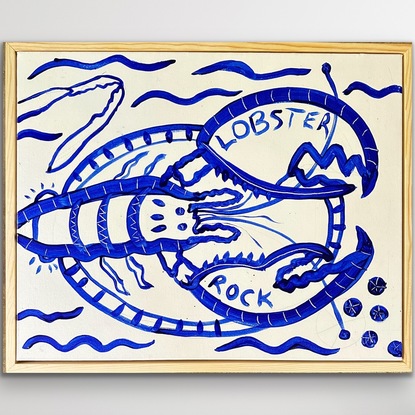 Blue and white Lobster painting