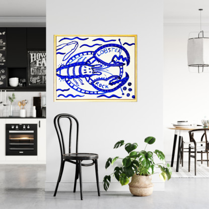 Blue and white Lobster painting