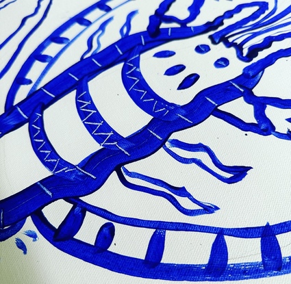 Blue and white Lobster painting