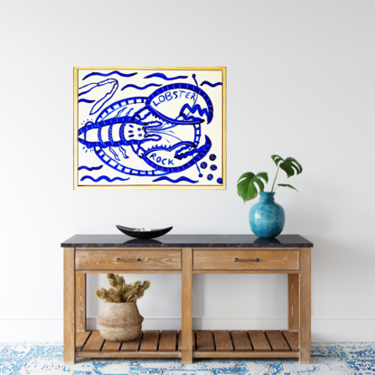 Blue and white Lobster painting