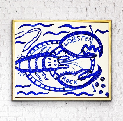 Blue and white Lobster painting