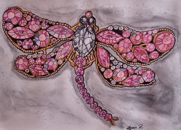 Pretty and feminine for a girls bedroom, or just a delightful addition to any room 
Pastel pinks and purples adorne this dragonfly...whimsical and dreamy
Let this lovely artwork brighten up a wall in your home