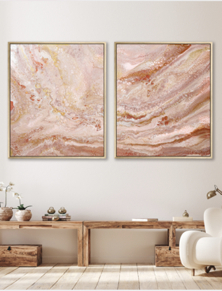 ABSTRACT painting that gives the impression of land form you might find in outback Australia or along a coastline.  layers of sandy earthy tones create the impression of a marble-like pattern.
The intricate mosaic pattern within the tonal hues . An inlay of  glimmering metallics adds added interest and intrigue the close one gets to the painting. The metallics also add an extra depth because how the painting changes personality when one views from different angles and different light.