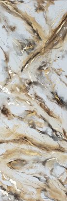 A large painting of marble with metallic gold, brown, earth tones and white