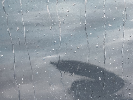 Monochrome raindrops on glass