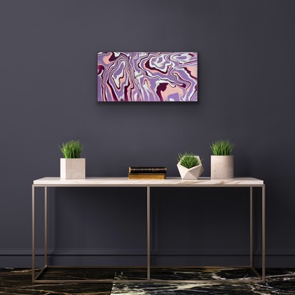 Purple, pink and white abstract flow painting.