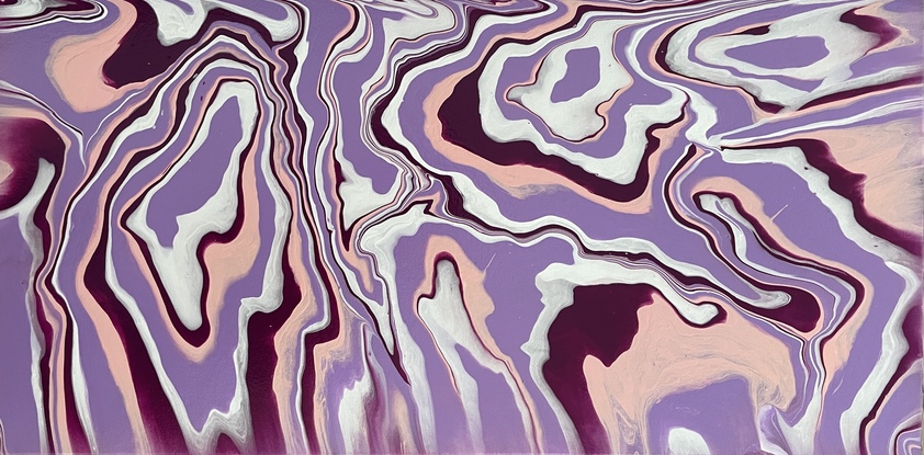 Purple, pink and white abstract flow painting.