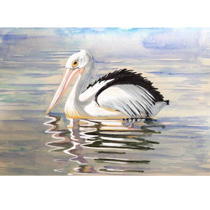 Fine Art Giclee Print of Sancha's original artwork of a pelican on water