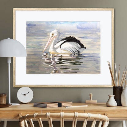 Fine Art Giclee Print of Sancha's original artwork of a pelican on water