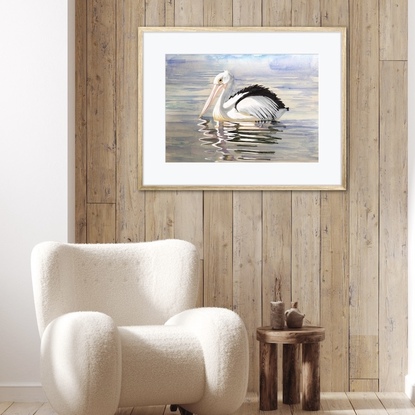 Fine Art Giclee Print of Sancha's original artwork of a pelican on water