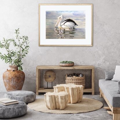 Fine Art Giclee Print of Sancha's original artwork of a pelican on water