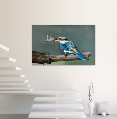 Red backed kingfisher, acrylic on canvas 61 cm by 91.4 cm