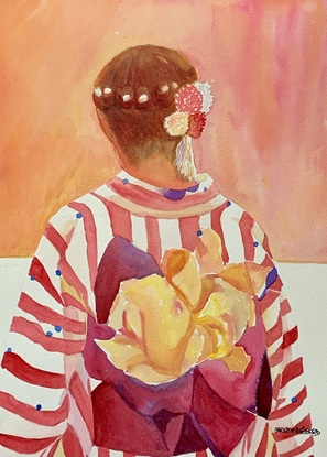 Woman wearing a kimono.