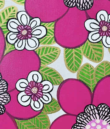 Floral patterned artwork with bold bright colours