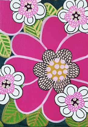 Floral pattern artwork with bright bold colours