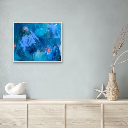 This exquisite little piece reflects my love of the beauty within our oceans. I have called it Ocean Glory - 2c because of the vibrant blues and the pops of color that show the magnificence of our sea gardens . It’s a small work which is great for that little space or collector who is looking for some affordable art. It’s a fresh and vibrant little piece that will lift your spirits and give you a sense of joy when you look at it!!
The canvas is a one off original piece and comes with d rings and wire ready to hang. The piece is unframed. Sides are are painted in a crisp white to set off the artwork. The work is created in acrylic. All work has been sealed and varnished for protection.