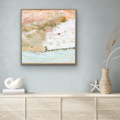 Inspired by my time spent living in in Spain, Island Escape depicts the Island of Mallorca. Like a jewel in the Mediterranean with unique desert landscape.