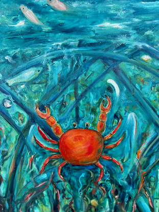 The Moon in Cancer is an astrological painting about the sea and an underwater world. 

