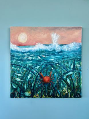 The Moon in Cancer is an astrological painting about the sea and an underwater world. 

