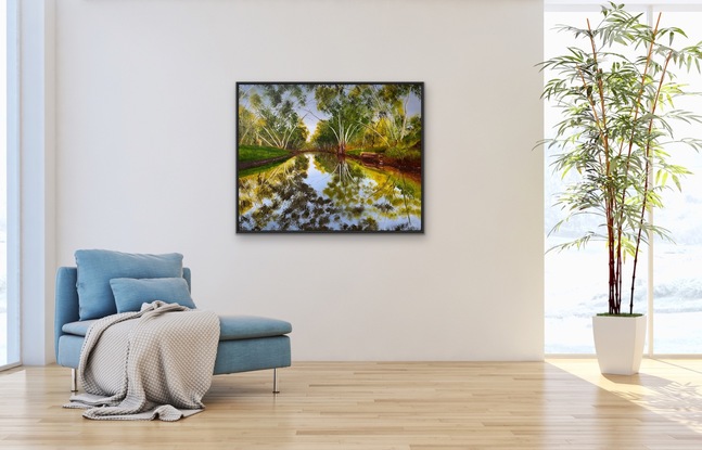 River reflecting surrounding gumtrees 