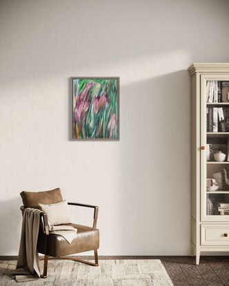 Plywood Floating Frame
Colour, long abstract strokes of paint. Colourful pastels added to give layers and depth. 