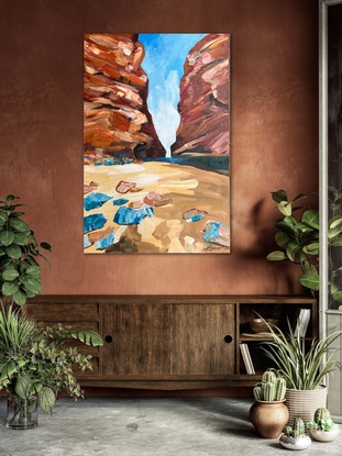 An painting of Simpsons Gap in the Australian Outback