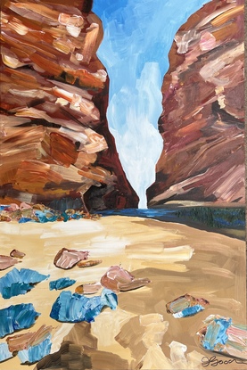 An painting of Simpsons Gap in the Australian Outback