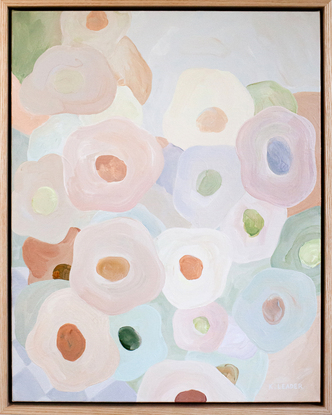 Abstract flowers painted in soft pastel tones