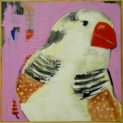 (CreativeWork) Zebra Finch by Kate wilson. Acrylic. Shop online at Bluethumb.