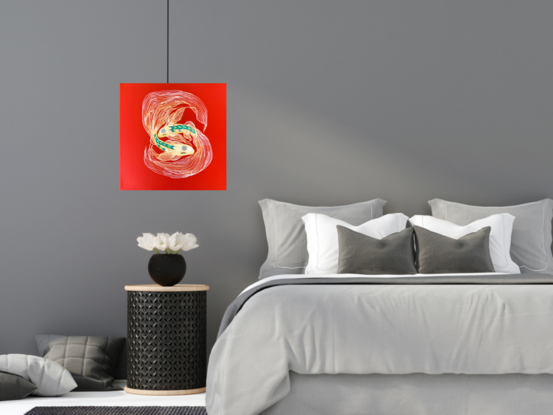 swirling koi fish floating on canvas