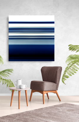 dark blue to lighter blue parallel lines referencing the ocean