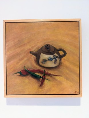 Teapot, chillies and grapes 