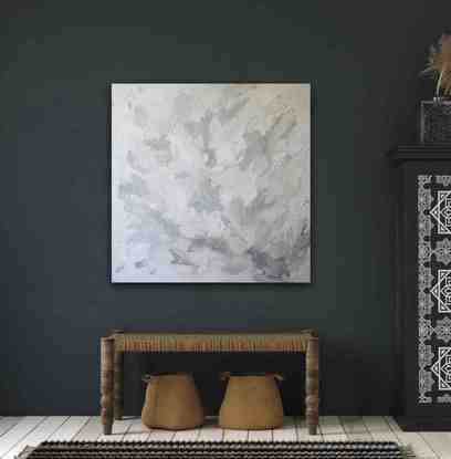 white on white, botanically inspired textured abstract painting