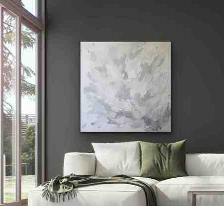 white on white, botanically inspired textured abstract painting