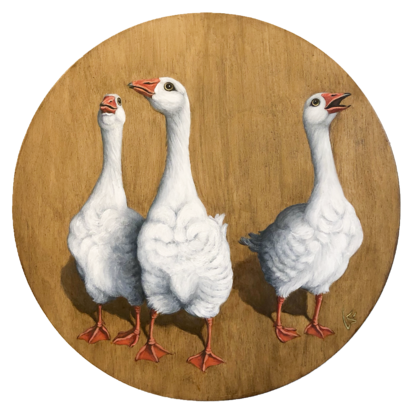 Three geese walking 