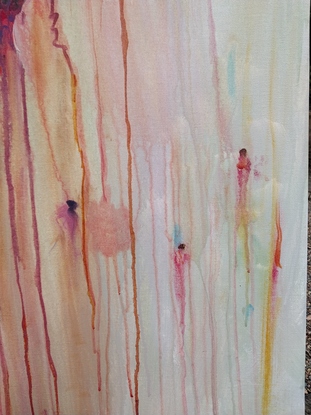 Colourful abstract painting of red gum tree bark