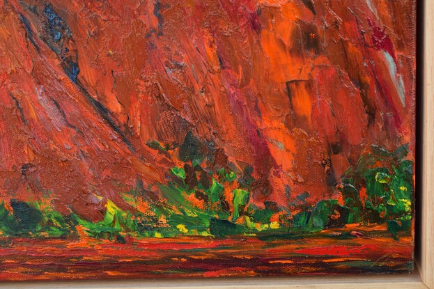 Painting of Kata Tjuta, the rock formations of Mount Olga, southwest of Alice Springs at sunset.