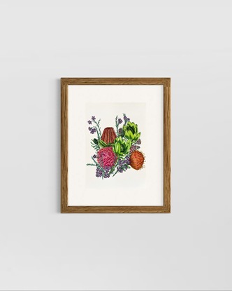 Australian Flowers Waratah and Banksia on paper